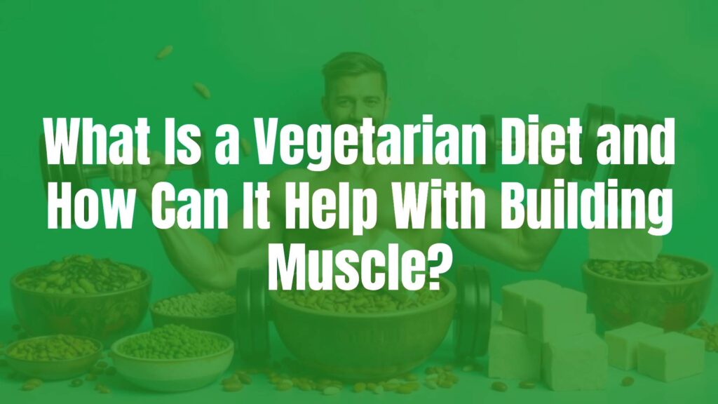 A muscular person lifting weights surrounded by plant-based protein sources like beans, lentils, and tofu, vibrant and energetic, fitness theme.