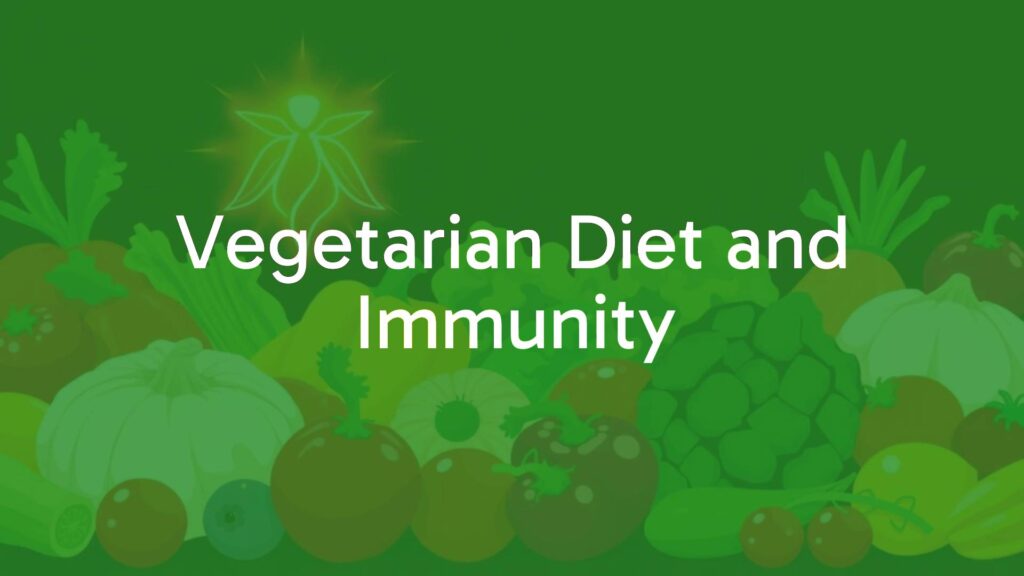 Colorful assortment of fresh vegetables and fruits with a glowing immune system symbol in the background, vibrant and healthy, illustrative.