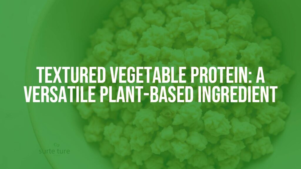 Textured vegetable protein (TVP) in a bowl, dry and crumbly granules, plant-based meat substitute, neutral background, minimalist and clean, realistic.