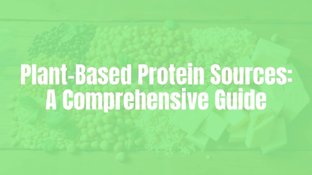A colorful assortment of plant-based protein sources, including lentils, chickpeas, quinoa, nuts, and tofu, arranged neatly on a wooden table, natural lighting, vibrant and healthy vibe.