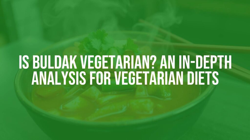 A steaming bowl of vegetarian buldak with spicy red sauce, topped with vegetables, chopsticks, realistic.