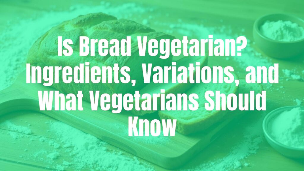 Freshly baked loaf of bread on a wooden cutting board, surrounded by vegetarian ingredients like flour, yeast, and salt, soft natural lighting, realistic.