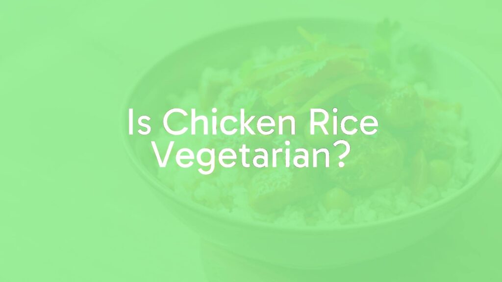 A bowl of vegetarian chicken rice with plant-based chicken, aromatic rice, fresh herbs, and colorful vegetables, natural lighting, appetizing.
