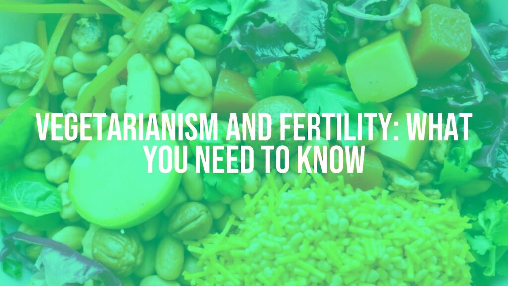 Healthy vegetarian fertility meal with colorful vegetables, nuts, and grains, bright lighting, fresh and vibrant.