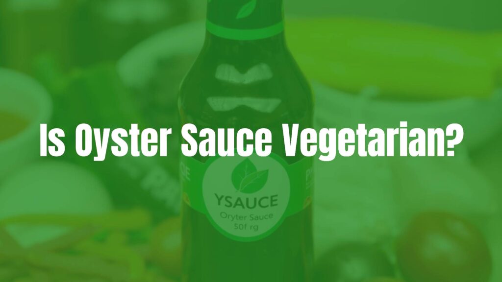 A bottle of oyster sauce with vegetarian label, Asian cuisine ingredients in background, clean and modern food photography.