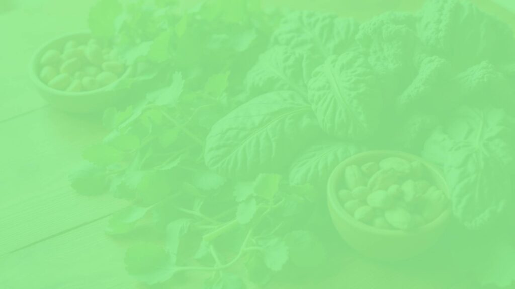 Fresh green vegetables rich in magnesium, like spinach and kale, arranged neatly on a wooden table with a bowl of nuts, warm natural lighting, realistic.