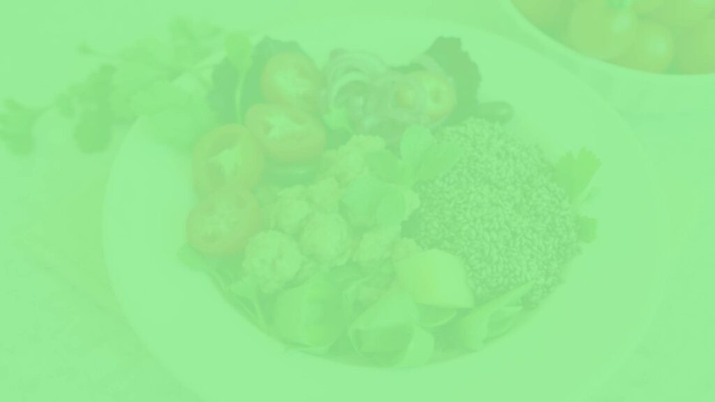 A healthy vegetarian meal with flaxseeds and chia seeds, vibrant colors, fresh ingredients, clean and natural style.