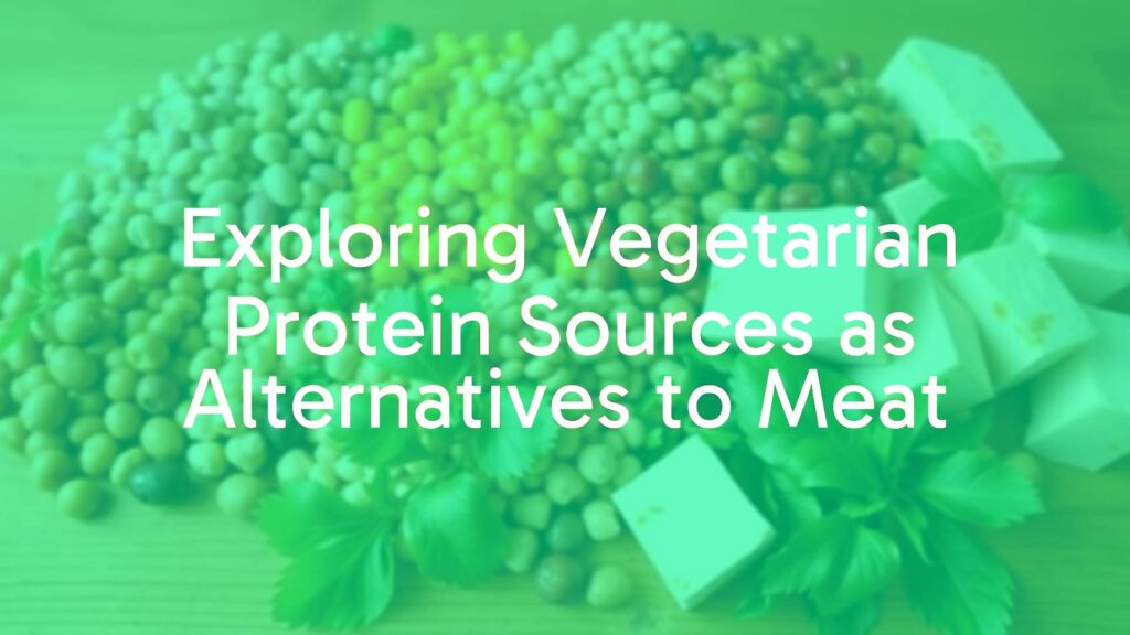 Colorful array of vegetarian protein sources, including beans, lentils, chickpeas, and tofu, arranged artistically on a wooden table, natural lighting, realistic style.